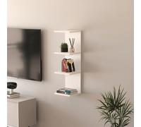 [en.casa] Mensola da Parete Sospesa con 4 Ripiani Scaffale Verticale a Muro Libreria Pensile per Libri Decorazioni Soggiorno Studio Ingresso 95x30x28 cm - Bianco