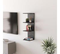 [en.casa] Mensola da Parete Sospesa con 4 Ripiani Scaffale Verticale a Muro Libreria Pensile per Libri Decorazioni Soggiorno Studio Ingresso 95x30x28 cm - Effetto Marmo Nero