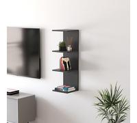 [en.casa] Mensola da Parete Sospesa con 4 Ripiani Scaffale Verticale a Muro Libreria Pensile per Libri Decorazioni Soggiorno Studio Ingresso 95x30x28 cm - Nero