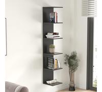 [en.casa] Mensola da Parete Sospesa con 6 Ripiani Scaffale Verticale a Muro Libreria Pensile per Libri Decorazioni Soggiorno Studio Ingresso 180x35x32 cm - Nero