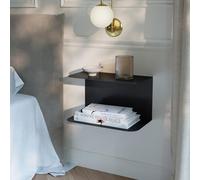 [en.casa] Mensola in Metallo Consolle da Parete con 2 Ripiani Comodino Sospeso a Forma di C in Stile Industriale 40x23x23cm Nero