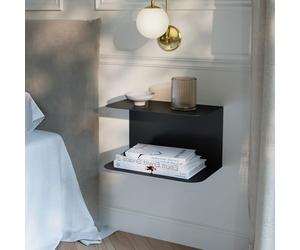 [en.casa] Mensola in Metallo Consolle da Parete con 2 Ripiani Comodino Sospeso a Forma di C in Stile Industriale 40x23x23cm Nero