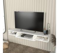 [en.casa] Mensola Porta TV da Parete con 3 Scomparti Aperti Mobile Espositore Sospeso Stand Multimediale con Vani Portaoggetti 135 x 30 x 16 cm per Soggiorno - Bianco