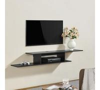 [en.casa] Mensola TV Sospesa a Muro Consolle Porta TV e Centri Multimediali Scaffale da Parete con Scomparto e Fori Passacavi 21 x 150 x 25 cm Nero