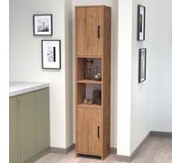 [en.casa] Mobile a Colonna a 2 Ante a 2 Scomparti Aperti per Cucina Dispensa Armadio Alto Stretto Multiuso per Bagno Ingresso con Ripiani 180 x 35 x 30 cm - Effetto Rovere