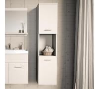 [en.casa] Mobile a Colonna da Parete con 2 Ante Armadio Stretto Alto da Bagno con Vano Aperto e Ripiani Pensile 131 x 30 x 30 cm per Cucina Corridoio - Bianco