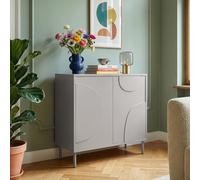 [en.casa] Mobile Contenitore a 2 Ante Decorative Credenza Bassa con Ripiano e 2 Scomparti Chiusi Comò Multiuso per Soggiorno Camera da Letto 75 x 70 x 34 cm - Grigio