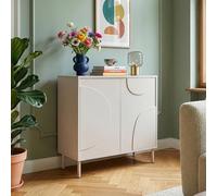[en.casa] Mobile Contenitore a 2 Ante Decorative Credenza Bassa con Ripiano e 2 Scomparti Chiusi Comò Multiuso per Soggiorno Camera da Letto 75 x 70 x 34 cm - Beige
