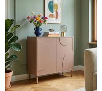 [en.casa] Mobile Contenitore a 2 Ante Decorative Credenza Bassa con Ripiano e 2 Scomparti Chiusi Comò Multiuso per Soggiorno Camera da Letto 75x70x34 cm - Marrone Cioccolato Latte