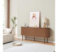 [en.casa] Mobile Contenitore con Ante Scorrevoli e Scomparti Interni Credenza Moderna Madia per Soggiorno Sala da Pranzo Ufficio 166 x 40 x 70 cm Effetto Noce