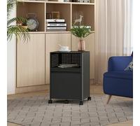 [en.casa] Mobile Contenitore in Acciaio con Rotelle Organizzatore da Ufficio Comodino con Cassetto e Vano Portaoggetti Scomparto Aperto per Studio Ingresso 54x40x36 cm - Nero