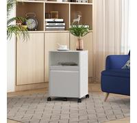 [en.casa] Mobile Contenitore in Acciaio con Rotelle Organizzatore da Ufficio Comodino con Cassetto e Vano Portaoggetti Scomparto Aperto per Studio Ingresso 54x40x36 cm - Bianco