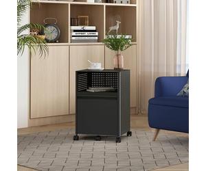 [en.casa] Mobile Contenitore in Acciaio con Rotelle Organizzatore da Ufficio Comodino con Cassetto e Vano Portaoggetti Scomparto Aperto per Studio Ingresso 54x40x36 cm - Nero