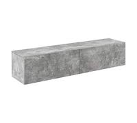 [en.casa] Mobile da Parete Porta TV con 2 Scomparti Chiusi Ante a Ribalta Pensile Multiuso Armadio Sospeso a Muro 140 x 33 x 30 cm - Effetto Cemento