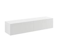 [en.casa] Mobile da Parete Porta TV con 2 Scomparti Chiusi Ante a Ribalta Pensile Multiuso Comodino Armadio Sospeso a Muro 140 x 33 x 30 cm - Bianco Opaco