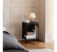 [en.casa] Mobile da Terra con Scomparto Aperto Design Arcuato Scaffale a Ripiani Mobile Espositore Tavolino da Divano 52 x 35 x 35 cm - Nero