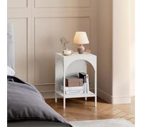 [en.casa] Mobile da Terra con Scomparto Aperto Design Arcuato Scaffale a Ripiani Mobile Espositore Tavolino da Divano 52 x 35 x 35 cm - Bianco