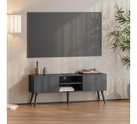 [en.casa] Mobile Porta TV a 2 Ante e Ripiani Aperti Supporto Televisore con Scomparti Chiusi Tavolo Basso Contenitore per Soggiorno Studio Corridoio 120x30x47 cm - Grigio Scuro