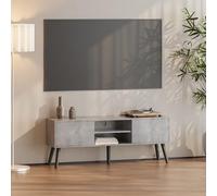 [en.casa] Mobile Porta TV a 2 Ante e Ripiani Aperti Supporto Televisore con Scomparti Chiusi Tavolo Basso Contenitore per Soggiorno Studio Corridoio 120x30x47 cm - Effetto Cemento