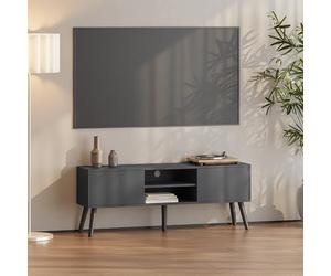 [en.casa] Mobile Porta TV a 2 Ante e Ripiani Aperti Supporto Televisore con Scomparti Chiusi Tavolo Basso Contenitore per Soggiorno Studio Corridoio 120x30x47 cm - Grigio Scuro