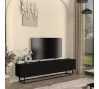 [en.casa] Mobile Porta TV a 2 Ante Ribalta Decorative e Telaio in Metallo Stand Centro Multimediale Supporto con 2 Scomparti Mobile Contenitore Soggiorno 180x32x47 cm - Nero