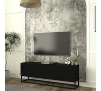 [en.casa] Mobile Porta TV a 2 Ante Ribalta Decorative e Telaio Lungo in Metallo Stand Centro Multimediale Supporto con 2 Scomparti Mobile Contenitore Soggiorno 135x32x47 cm - Nero