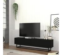 [en.casa] Mobile Porta TV a 2 Ante Ribalta e Telaio in Metallo Stand Centro Multimediale con 2 Scomparti Supporto Televisore Mobile Contenitore per Soggiorno 180x32x47 cm - Nero