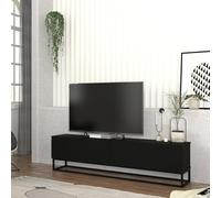 [en.casa] Mobile Porta TV a 2 Ante Ribalta e Telaio Lungo in Metallo Stand Centro Multimediale con 2 Scomparti Supporto Televisore Mobile Contenitore per Soggiorno 180x32x47 cm - Nero