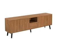 [en.casa] Mobile Porta TV a 5 Ante Supporto Stand Televisore con 5 Scomparti Chiusi Credenza Bassa Contenitore 140 x 30 x 46 cm per Soggiorno Studio Living - Effetto Legno Scuro