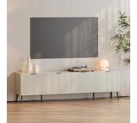 [en.casa] Mobile Porta TV a Ante Decorative e 4 Scomparti Chiusi Mobile Contenitore con Ripiano e Vani Stand Multimediale Foro Passacavi 180x35x51 cm Soggiorno - Color Sabbia