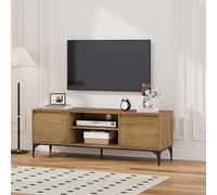 [en.casa] Mobile Porta TV a Vani Chiusi con Ante e Scomparti Aperti Tavolo Basso Stand Multimediale con Fori Passacavi 140 x 40 x 50 cm per Soggiorno Salotto - Effetto Rovere Scuro