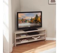 [en.casa] Mobile Porta TV con 2 Ripiani Tavolo Basso Aperto Espositore Angolare Stand Multimediale per Soggiorno Studio 110 x 36 x 42 cm - Beige