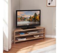 [en.casa] Mobile Porta TV con 2 Ripiani Tavolo Basso Aperto Espositore Angolare Stand Multimediale per Soggiorno Studio 110 x 36 x 42 cm - Effetto Rovere