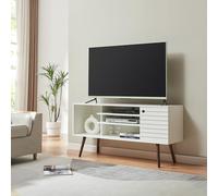 [en.casa] Mobile Porta TV con Anta e Vano Chiuso 4 Scomparti Aperti Armadio Basso da Archivio Stand Centro Multimediale 130 x 40 x 66 cm per Soggiorno Salotto - Bianco