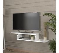 [en.casa] Mobile Porta TV da Parete con Ripiano e Scomparto Aperto Mensola Sospesa Vano Portaoggetti Stand Multimediale Fori Passacavi 120 x 30 x 19 cm - Bianco