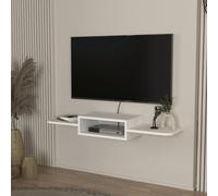 [en.casa] Mobile Porta TV da Parete con Vano Aperto Mensola Sospesa con Ripiani Laterali e Fori Passacavi per Soggiorno Salotto Stand Multimediale 115 x 30 x 16 cm - Bianco