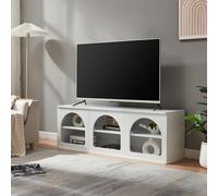 [en.casa] Mobile Porta TV da Terra con Ripiano Interno e Fori Passacavo Armadio Basso Contenitore Stand Centro Multimediale 140 x 38 x 48 cm Soggiorno Salotto - Bianco