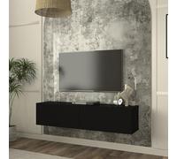 [en.casa] Mobile Porta TV Sospeso con 2 Ante Decorative a Ribalta Stand Multimediale da Parete con 2 Vani Chiusi per Soggiorno Studio Mobile Contenitore 135 x 32 x 30 cm - Nero