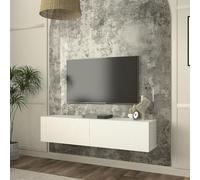 [en.casa] Mobile Porta TV Sospeso con 2 Ante Decorative a Ribalta Stand Multimediale da Parete con 2 Vani Chiusi per Soggiorno Studio Mobile Contenitore 135 x 32 x 30 cm - Bianco