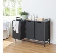 [en.casa] Mobile Portabiancheria con Ripiano e 3 Scomparti Estraibili per Bucato Sacchi Rimovibili con Capienza 3x 45 L - Nero