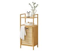 [en.casa] Mobile Portabiancheria in bambù (LxPxA) 40 x 30 x 95 cm con Ripiano Portaoggetti - Incluso Sacco Rimovibile per Bucato