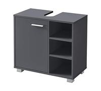[en.casa] Mobile Sottolavabo da Terra Armadietto ad Anta e 3 Ripiani Regolabili in Altezza Mobiletto da Bagno Sotto Lavandino Ritaglio Sifone 56x60x31 cm - Grigio Scuro