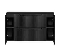 [en.casa] Mobile Sottolavabo NEWPORT da Parete con 2 Cassetti e 2 Armadietti con Ripiano Sottolavandino per Bagno con Frontali Decorativi 120 x 60 x 40 cm - Nero