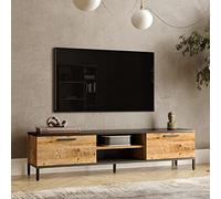[en.casa] Mobile TV Armadietto Basso con Ante a Ribalta e Scomparti Aperti con Fori Passacavi Consolle Basso Porta TV 39 x 160 x 35 cm Rovere Rustico/Antracite