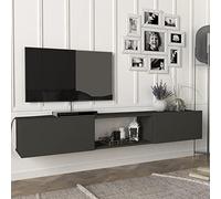 [en.casa] Mobile TV da Parete 180 x 31 x 29,5 cm Mensola Porta TV con 3 Scomparti 2 Vani con Ante a Ribalta Armadietto Pensile da Soggiorno Camera da Letto - Antracite