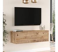 [en.casa] Mobile TV da Parete Armadio a Muro con Anta a Ribalta Consolle Pensile Stand Multimediale Larghezza 100 cm - Rovere Rustico