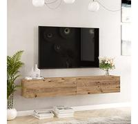 [en.casa] Mobile TV da Parete Armadio a Muro con Ante a Ribalta Consolle Pensile Stand Multimediale Larghezza 180 cm - Rovere Rustico