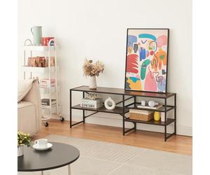 [en.casa] Mobile TV Moderno Aperto Tavolino Porta TV Consolle Bassa con Ripiani Stand TV e Centri Multimediali 120 x 30 x 46 cm Nero/Effetto Noce