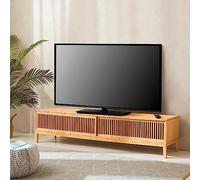 [en.casa] Mobile TV Tavolo Porta TV in Bambù 180 x 40 x 38 cm Mobile Basso da Soggiorno con 2 Ante Scorrevoli Mobile Supporto TV - color Naturale