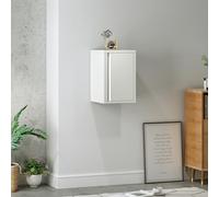 [en.casa] Mobiletto a Muro con Anta Armadietto Pensile a Parete con Ripiano Regolabile in Altezza Mobile in Acciaio per Bagno Ingresso Ufficio 50x33x35 cm - Bianco